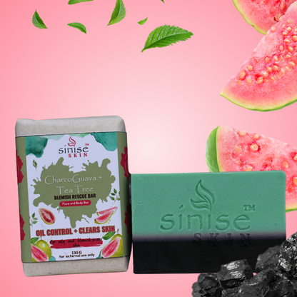 CharcoGuava +  Tea Tree - Blemish Rescue Bar - Face and Body Bar ( 135g )